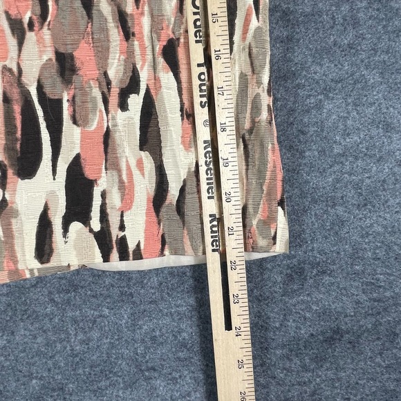 Ann Taylor Skirt Womens 4 Beige Zip Up Lined Cotton Abstract Art Straight Career - Picture 7 of 11